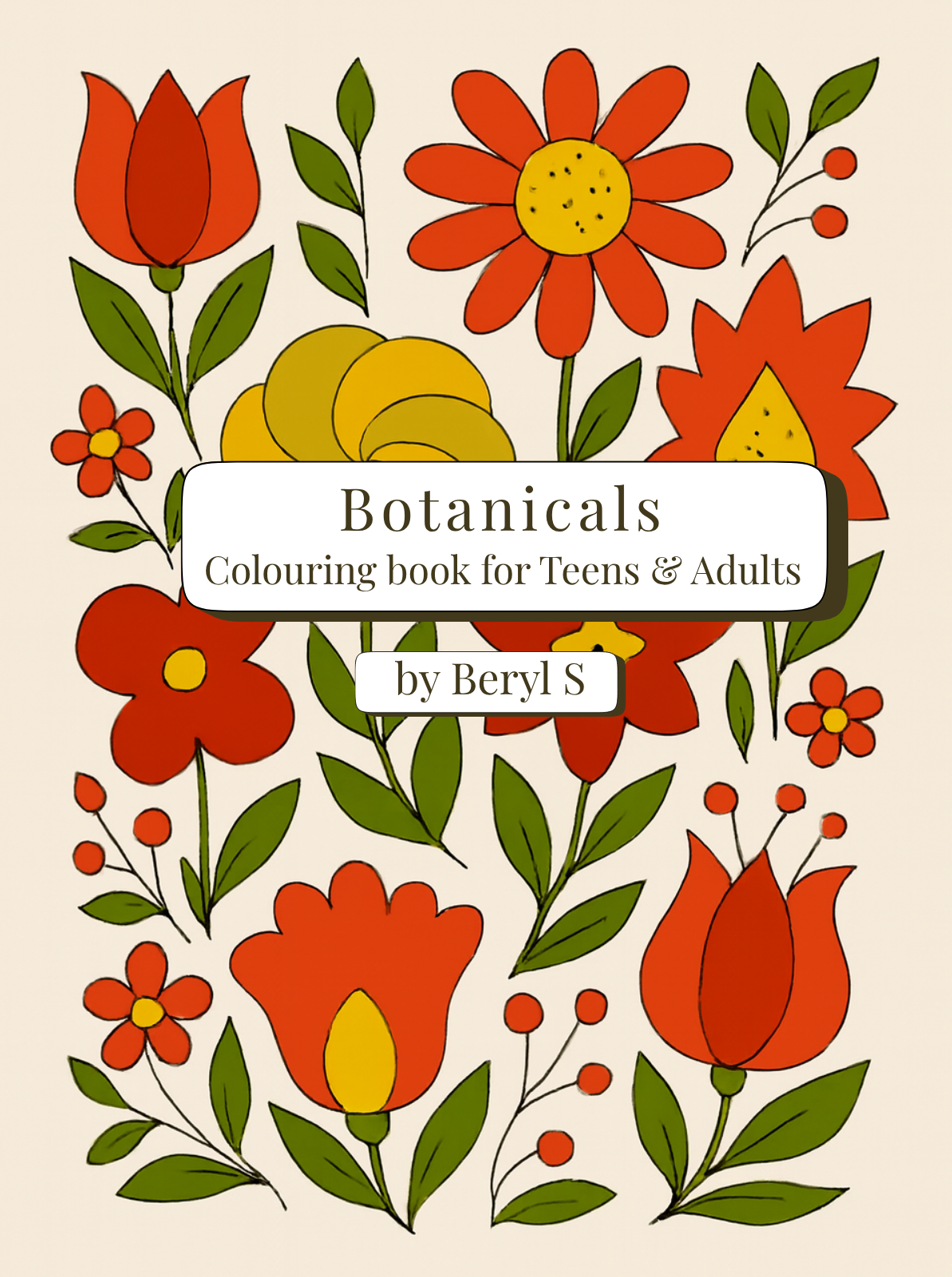Botanicals Colouring Book warm edition by Beryl S — orange floral cover